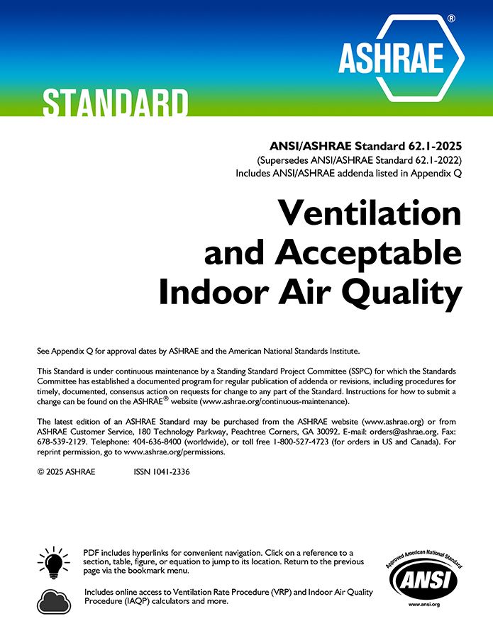ANSI/ASHRAE Standards 62.1-2025 Cover